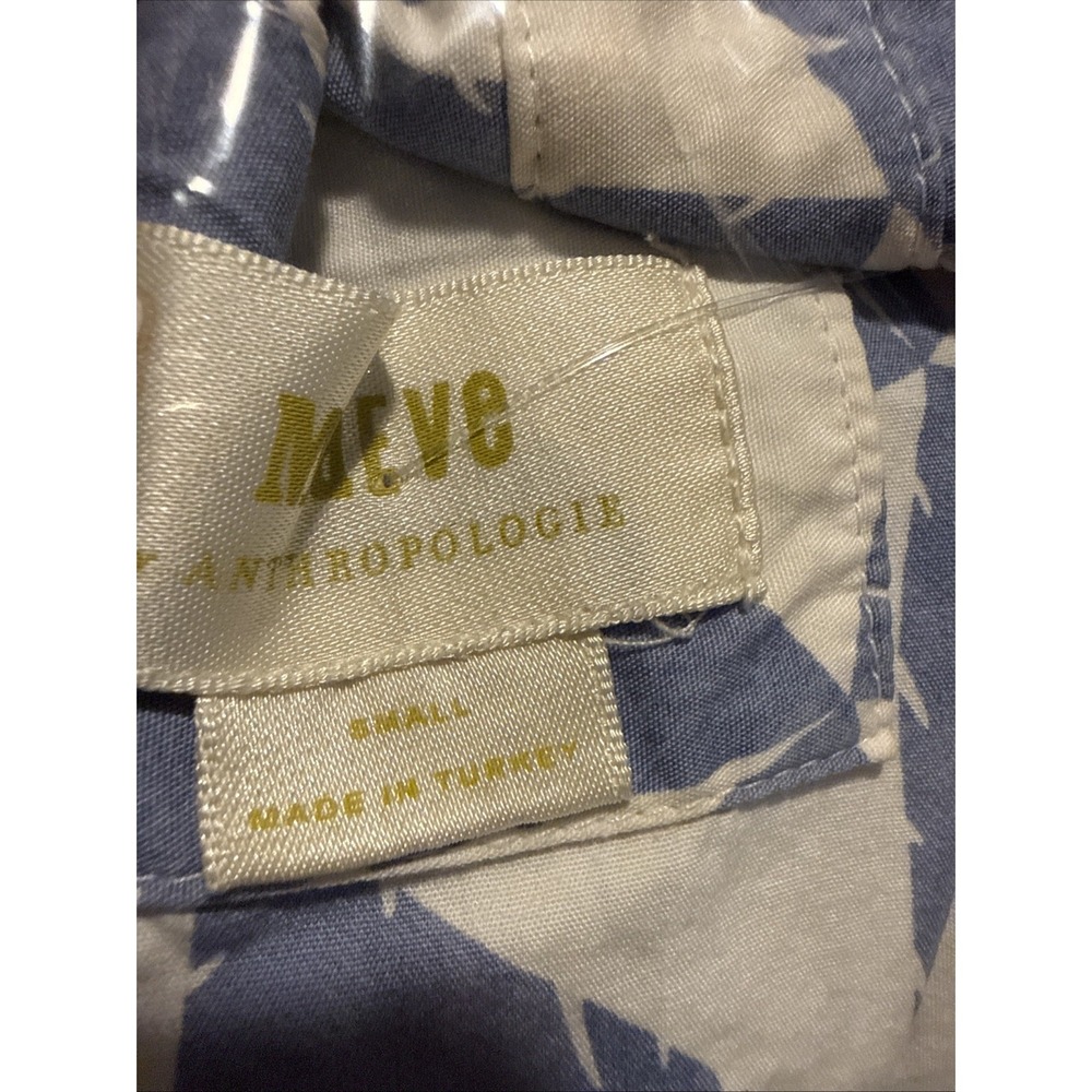 Maeve Anthropologie The Bettina Tiered Shirt Dress Blue White Geometric - Picture 9 of 9
